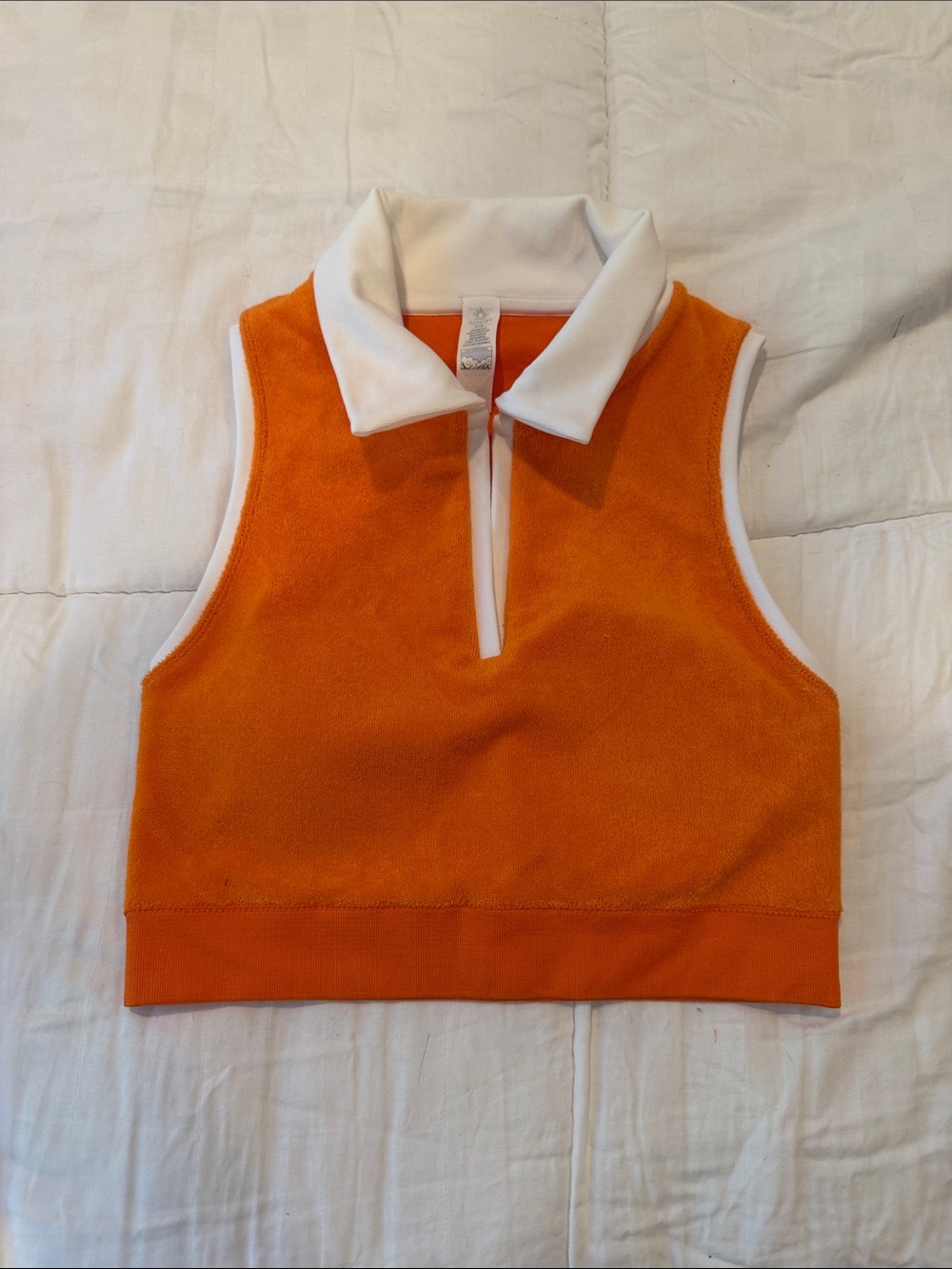 aerie Seamless Crop Top in Orange and White